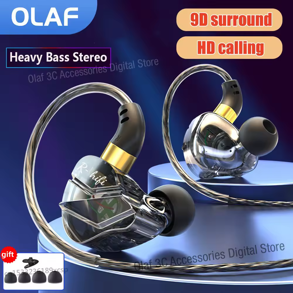 OLAF 3,5mm Jack tipo C enchufe auriculares con cable auriculares de graves HIFI auriculares intrauditivos Gamer auriculares manos libres para Xiaomi Huawei Samsung