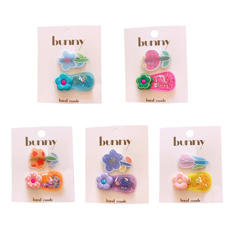 

Girls Flower Hairpins With Shimmering Glitters Secure NonSlip Grip Hair Barrettes Comfortable Hair Accessories 2Pcs 15UB
