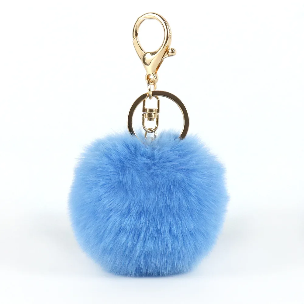 8CM Fluffy Fur Pom Pom Keychain Soft Faux Rabbit Fur Ball Car Keyring Pompom Key Chains Key holder Women Bag Pendant Jewelry