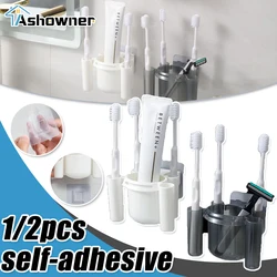 Punch-free Bathroom Toothpaste Toothbrush Shelf Bathroom Scrubbing Table Organizer Plastics Toothpaste Shelf Bathroom Storage