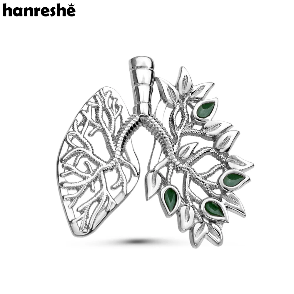 Hanreshe-broche de solapa de pulmón médico, novedad, pulmones florales, insignias chapadas en plata, joyería de anatomía, regalo para médico y enfermera