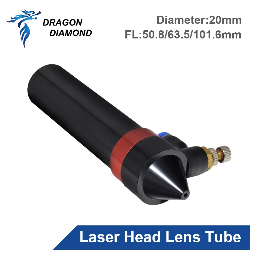 CO2 Laser Head Lens Tube+Air Nozzle Outer Diameter 25mm for Lens Dia.20 FL 38.1/50.8/63.5/101.6mm for CO2 Laser Cutting Machine