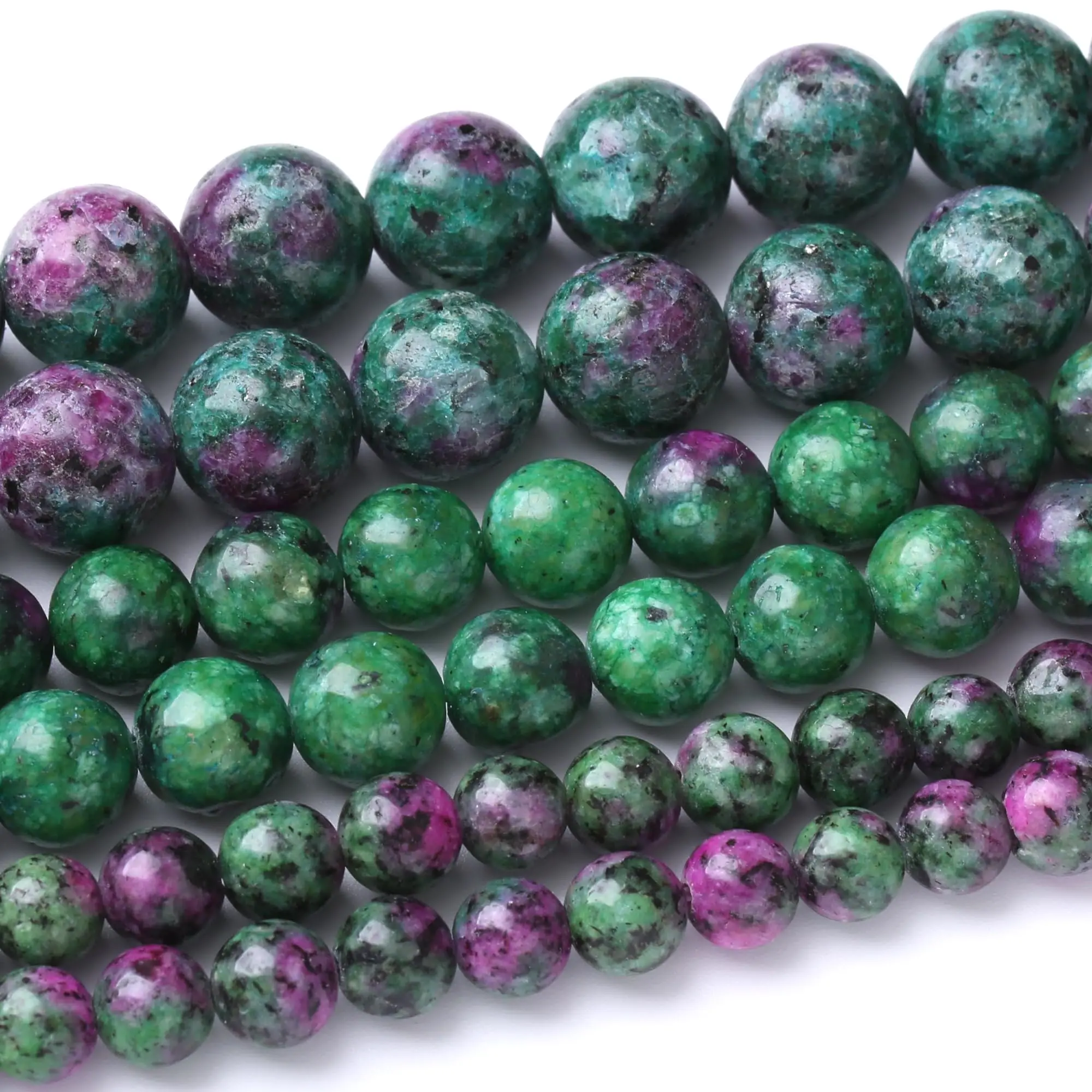 Natursteinperlen, 4–12 mm, Epidot-Zoisit-Stein, rund, lose Distanzperlen für Schmuckherstellung, DIY-Armbänder, Ohrringe, Zubehör