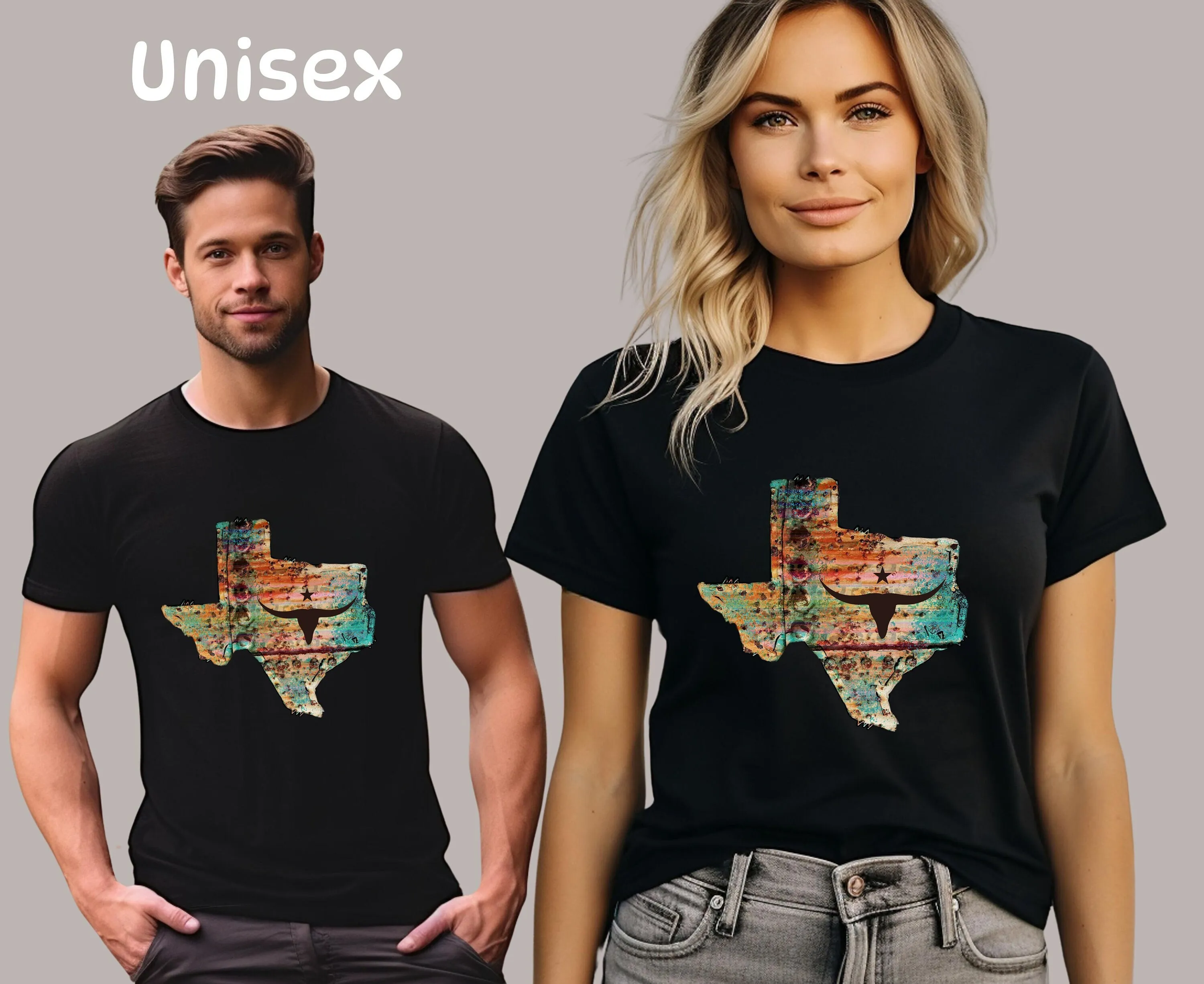 Texas Longhorn T Shirt For Her Him Lone Star State Tx Wild West Desert Cute Long Horn