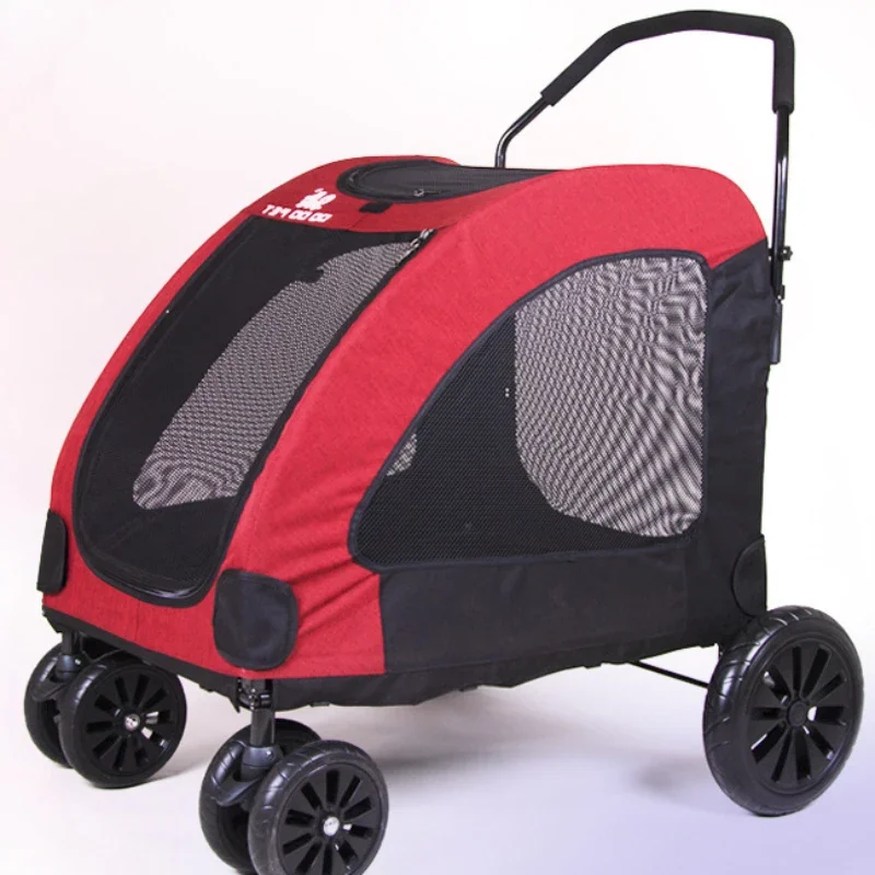 Upgraded Large Pet Stroller Bearing up to 70KG elderly dog stroller Ventilated and breathable mobile pet car cage collapsible