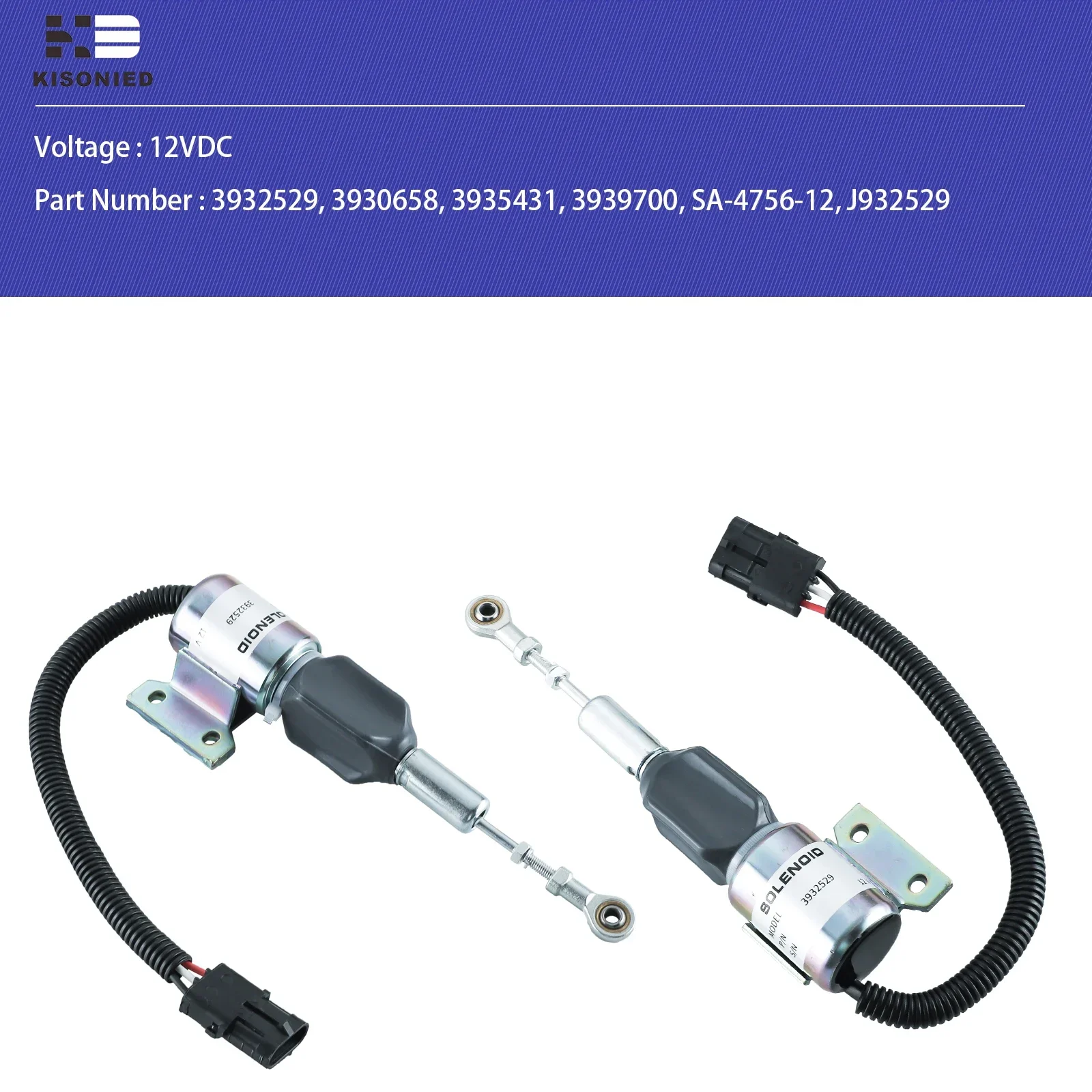 3932529 Fuel Shut Off Solenoid 3930658 SA-4756-12 J932529 for Cummins Engine 4BT 5.9L, 6BT 5.9L Hyundai R130 R170 Case IH 12VDC