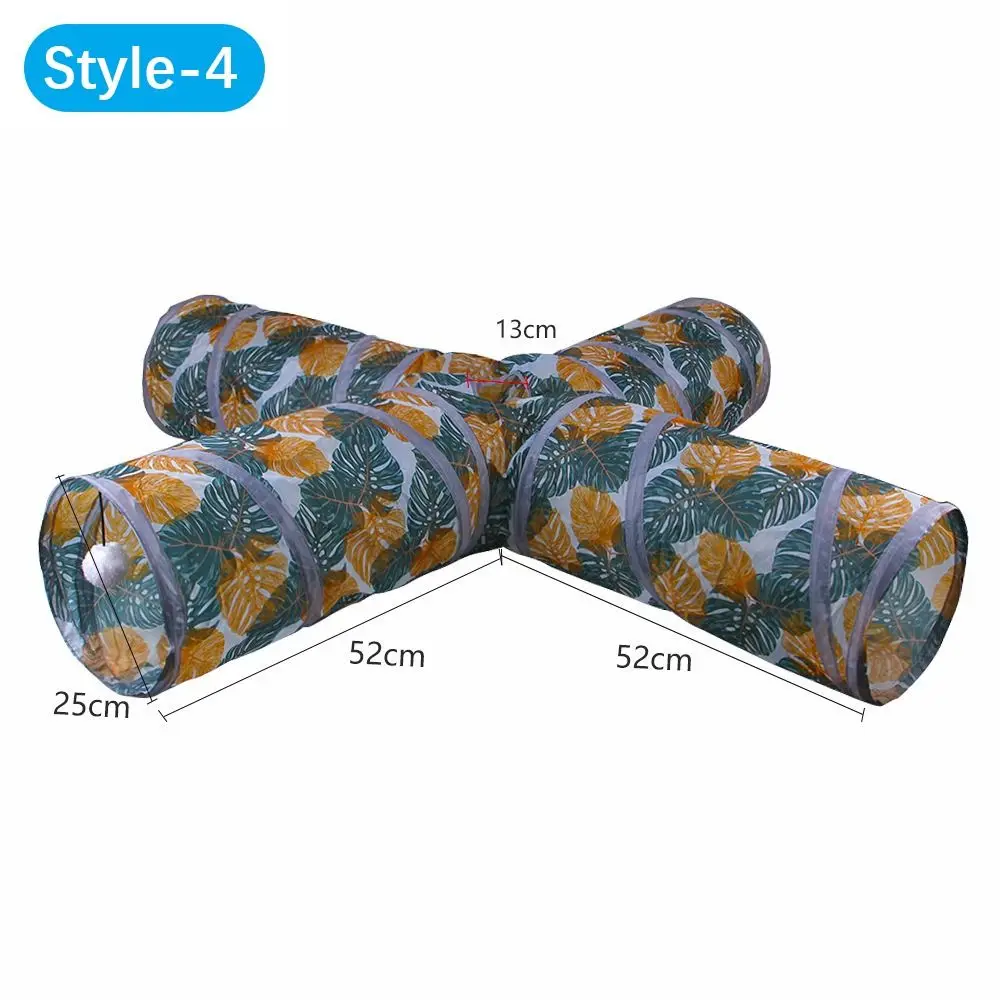 

Polyester+Steel Wire Cat Tunnel Tube Foldable Breathable Cat Maze Tunnel Training Interactive Leaves Flowers Printing