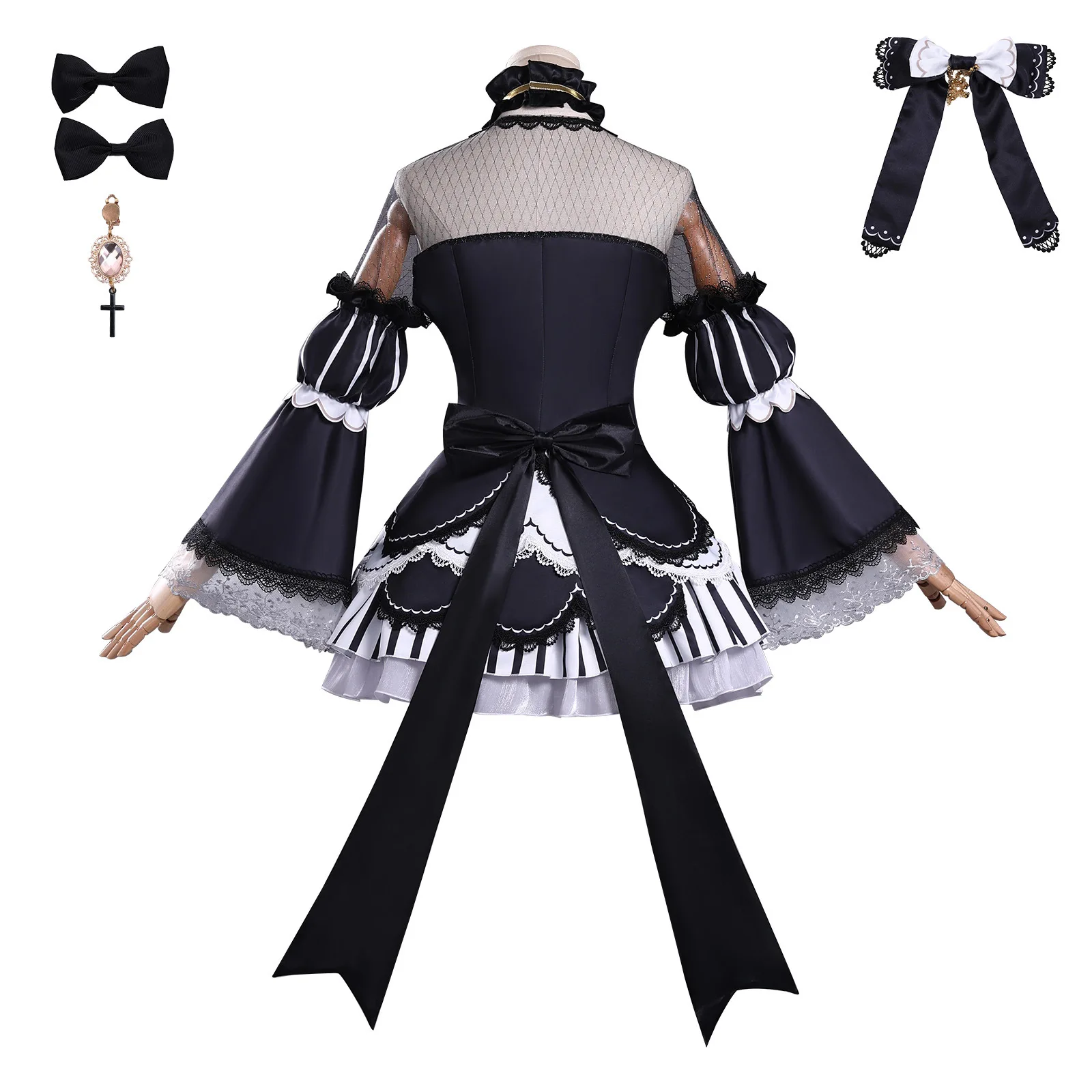 Mahou Shoujo No Majo Saiban Miria Saeki Cosplay Costume Full Set Black Lolita Outfit Wig Headwear Socks Halloween view 4