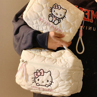 MINISO KT Cream Down Soft Cloud Makeup Up Bag Set Storage Bag Square Large Capacity Cute Girls Women Travel Cosmetic Pouch