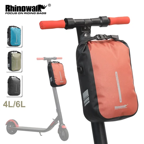Rhinowalk-bolsa impermeable para patinete eléctrico, bolsa para Scooter Eléctrico de 4L y 6L, de liberación rápida, accesorios para Xiaomi, 100%