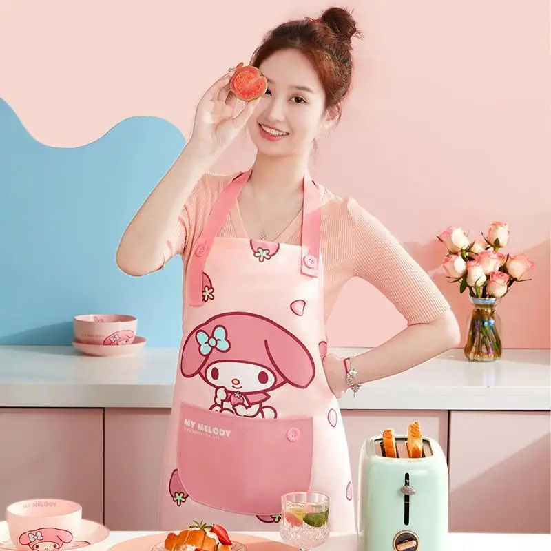 Hello Kitty Sanrio Apron My Melody Cinnamoroll Kawaii Waterproof Oilproof Cooking Apron Cartoon Cute Household Kitchen Supplies