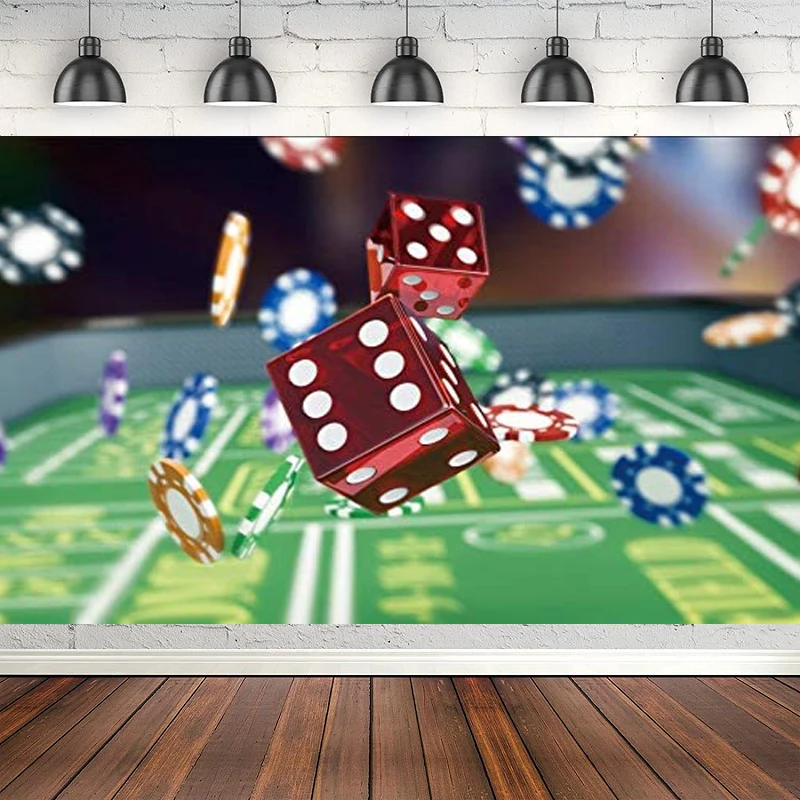 

Photography Backdrop Casino Betting Game Dice Lottery Good Luck Chips For Las Vegas Travel Gambler Background Portrait Shooting