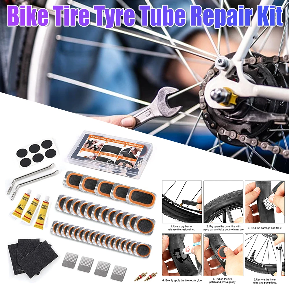 

Professional Bike Tire Repair Kit Vulcanizing Patch Set for Bicycle Puncture Inflatable Rubber Tires Bicycles Accessories