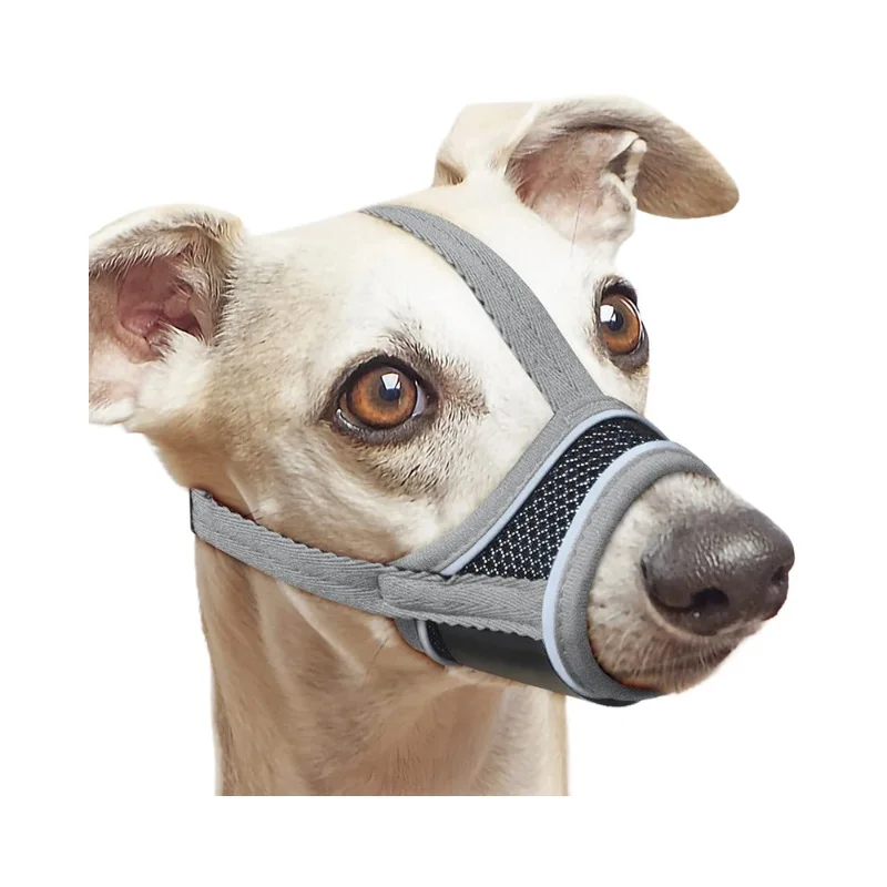 Picture 6: Pet Dog Mouth Cover Reflective Soft Nylon Cover with Reinforcement with Breathable Mesh Adjustable Ring Pets Mouth Cover