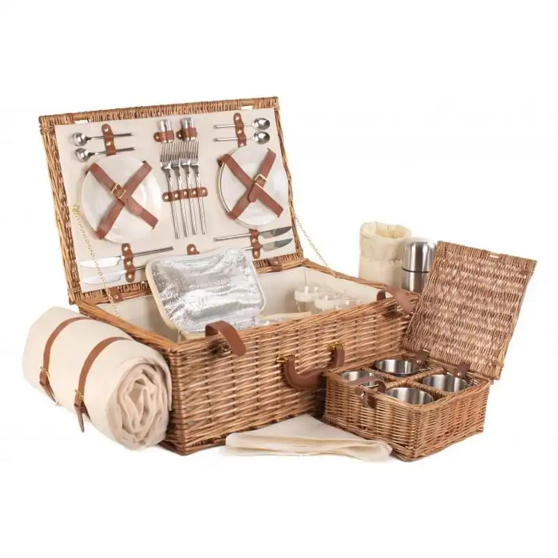 Handwoven Willow Wicker Portable Storage Box Multifunctional Picnic Container For Outdoor Camping Use