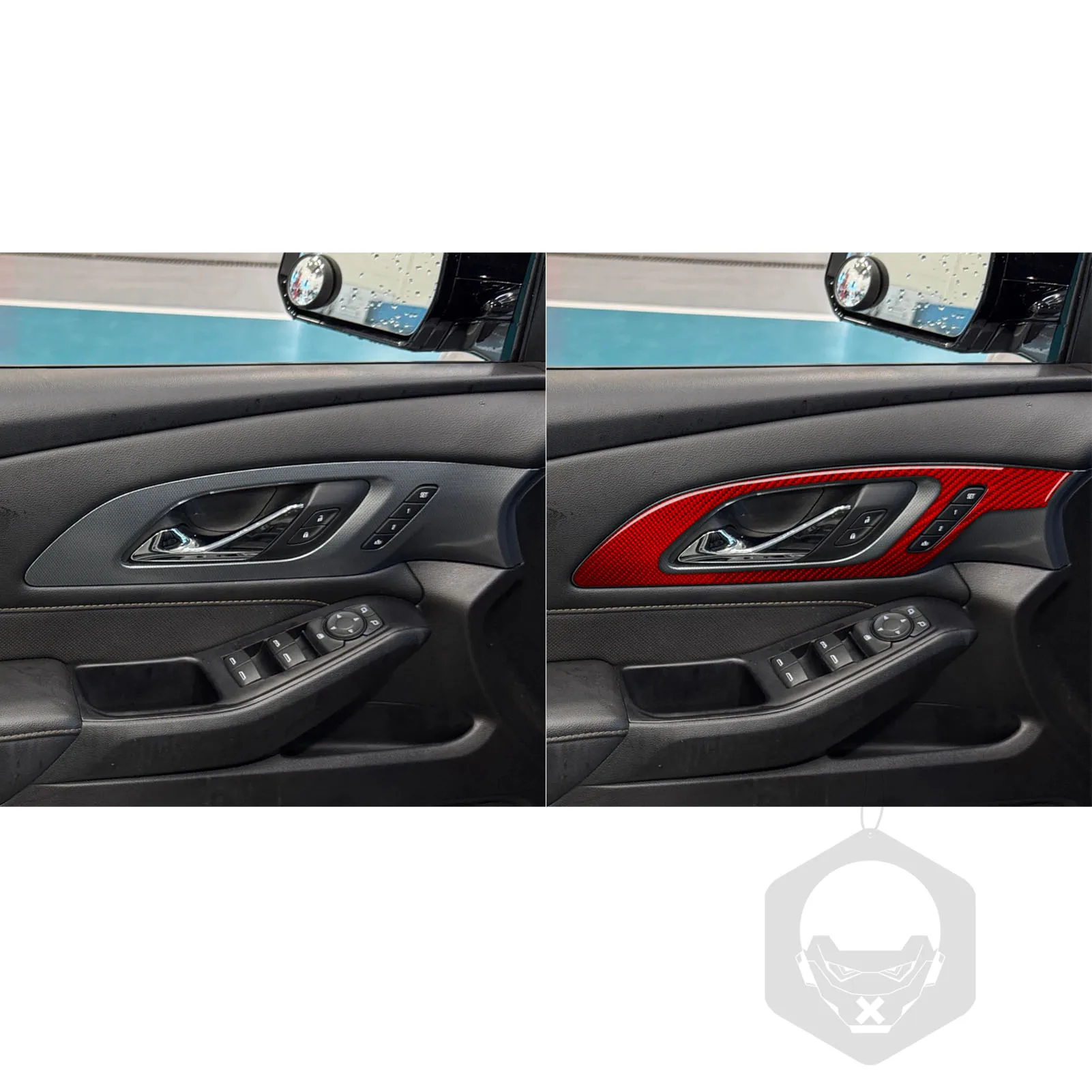 For Chevrolet Traverse RS LT 2018–2023 Car Door Handle Set Frame Trim Real Soft Carbon Fiber Interior Car Accessories Stickers