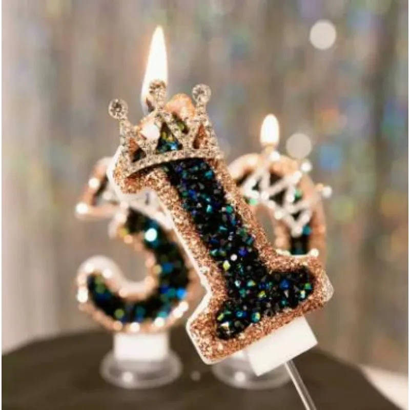 1 قطعة رقم عيد الميلاد 0-9 شموع رقم التاج الشموع لكعك عيد الميلاد شمعة كبيرة لحفلات الزفاف استحمام الطفل الديكور