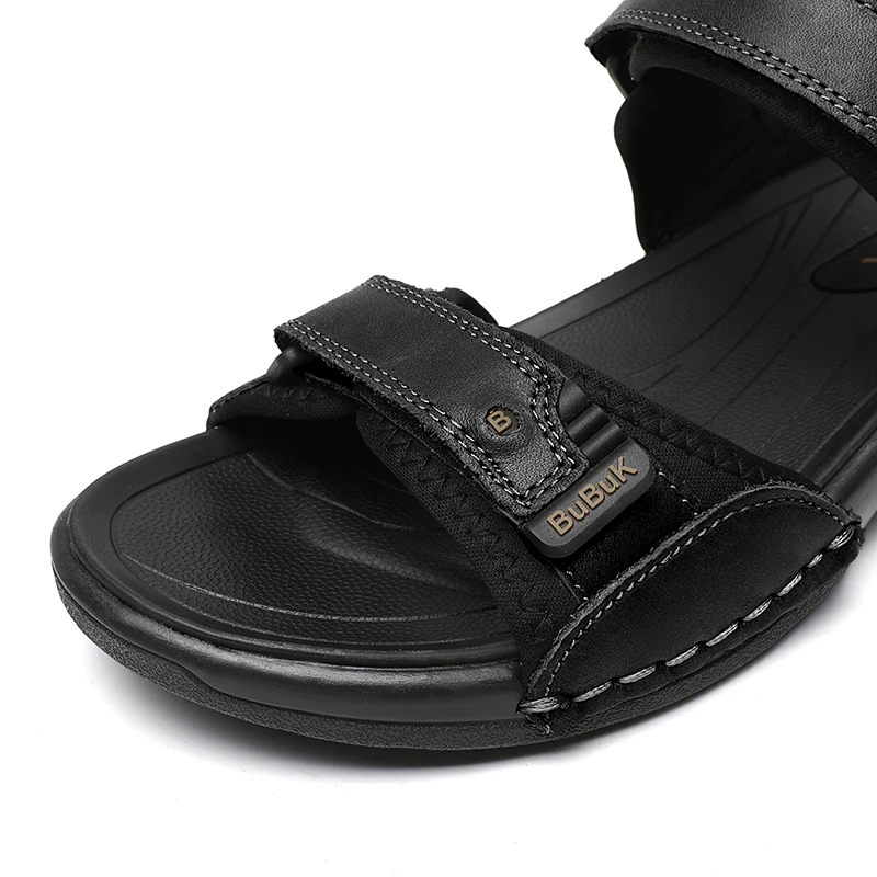 First-Layer Cowhide Men's Sports Sandals, Open-Toe Outdoor Non-Slip Sandals, Casual Men's Shoes, Outdoor Fashion Beach Shoes, Li