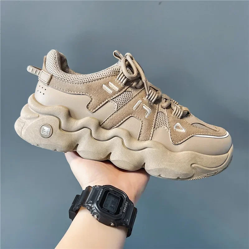 2022 Men Vulcanize Shoes Men Fashion Thick Bottom White Casual Shoes Four Seasons Non-slip Lace Up Designer Platform Sneakers