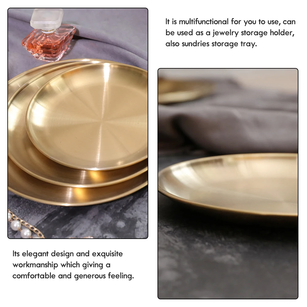 

Stainless Steel Tray Jewelry Dish Smooth Edges Desktop Jewelry Plate Safe Durable Metal Storage ganizer Desktop