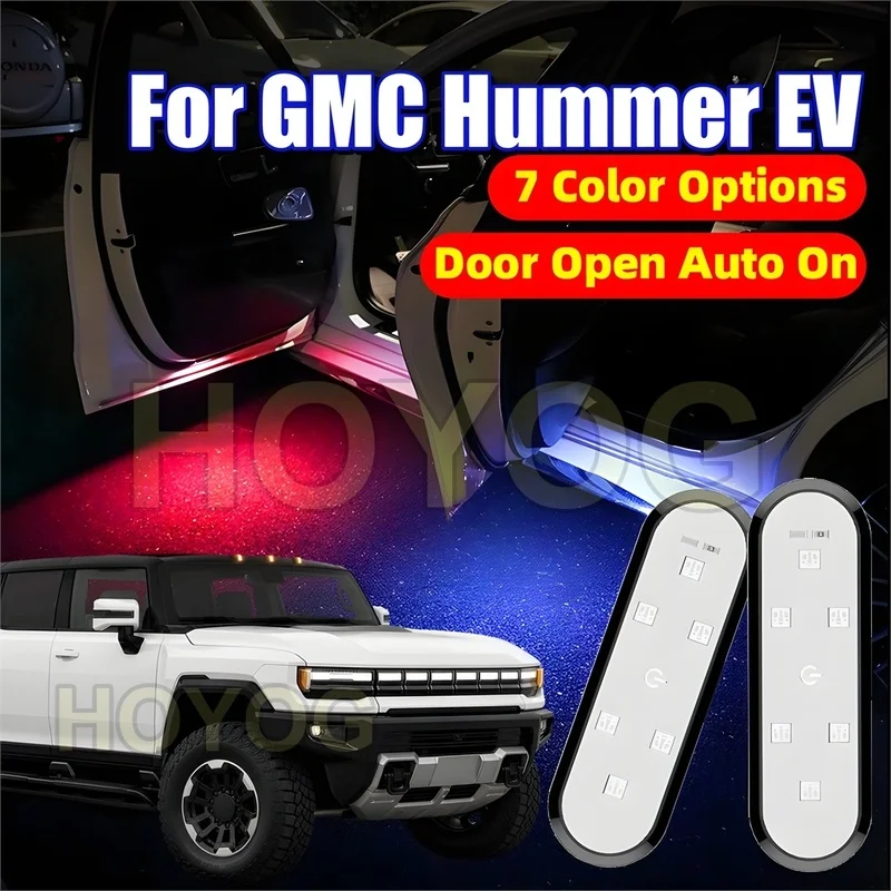 Fit for GMC Hummer EV 2021-2026 Wireless 6-LED Car Door Light with No-Drill Installation and a USB Rechargeable Battery
