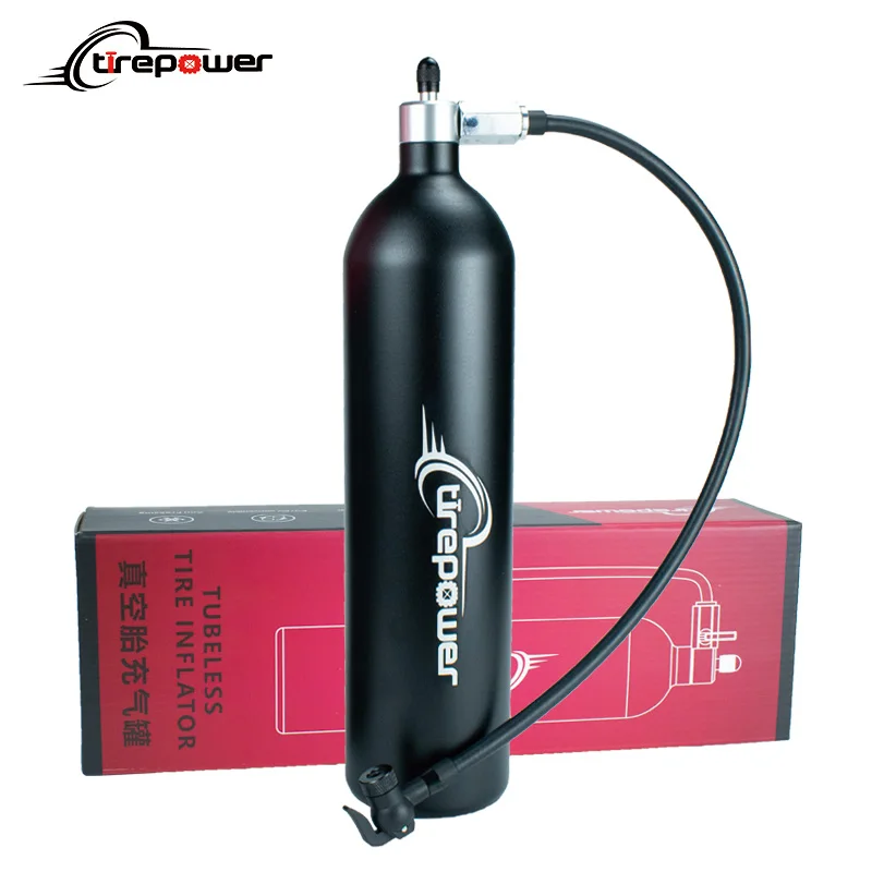 Aluminum Alloy Tubeless Pump Tire Inflator 200PSI Tyre Air Booster Bottle With Valve Gas Cylinder 1.3L Fit For MTB Road Bike