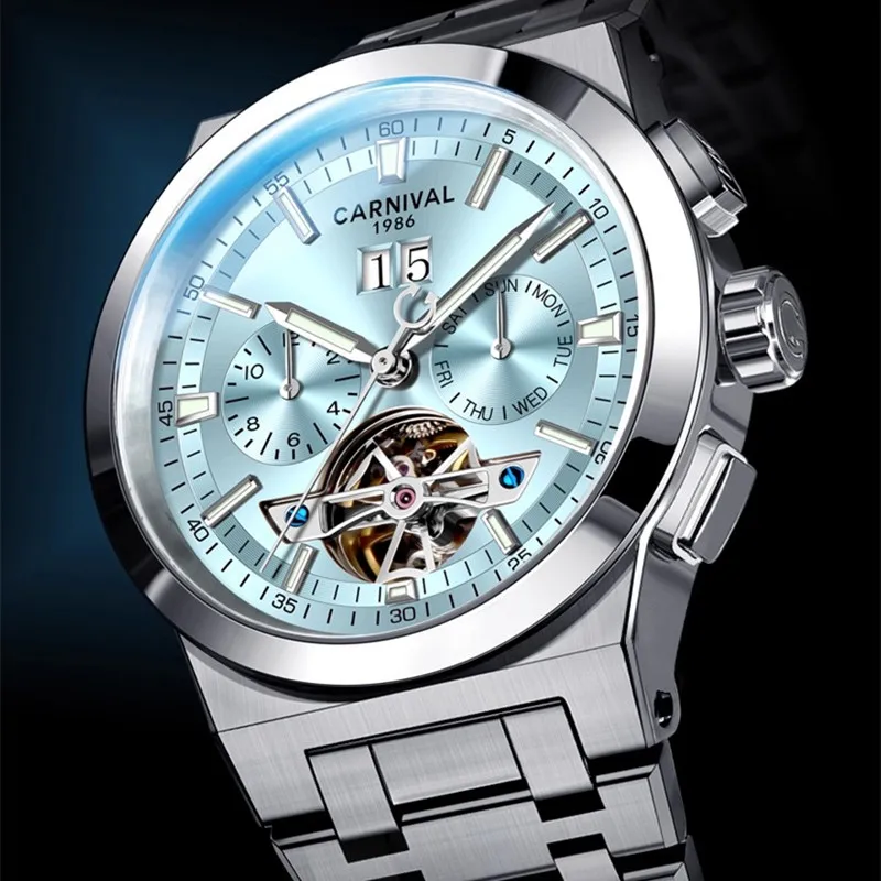 Reloj CARNIVAL Mens Military Mechanical Watch Man Brand Luxury Original Automatic Movement Wrist Watch for Men Waterproof Montre