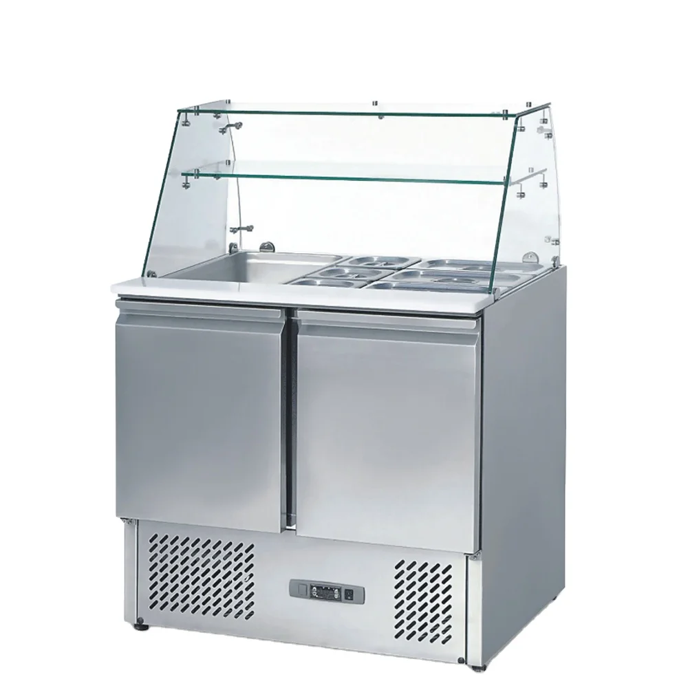 Commercial Stainless Steel Salad Bar Refrigerator Direct Cooling Electrical Freezer for Kitchen Use With Single Door