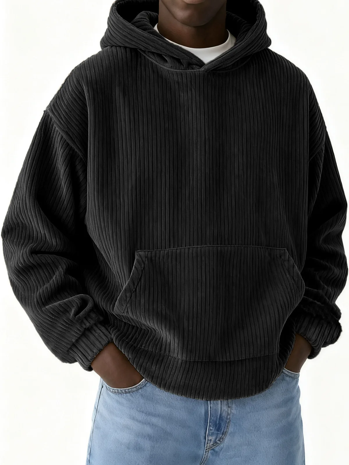 2026 Herren-Hoodie Corduroy Streetwear Y2k Vintage Kleidung Angebote Hohe Qualität Willkommensangebot 90er Jahre Oversize Herren-Kapuzenpullover – Detail 12