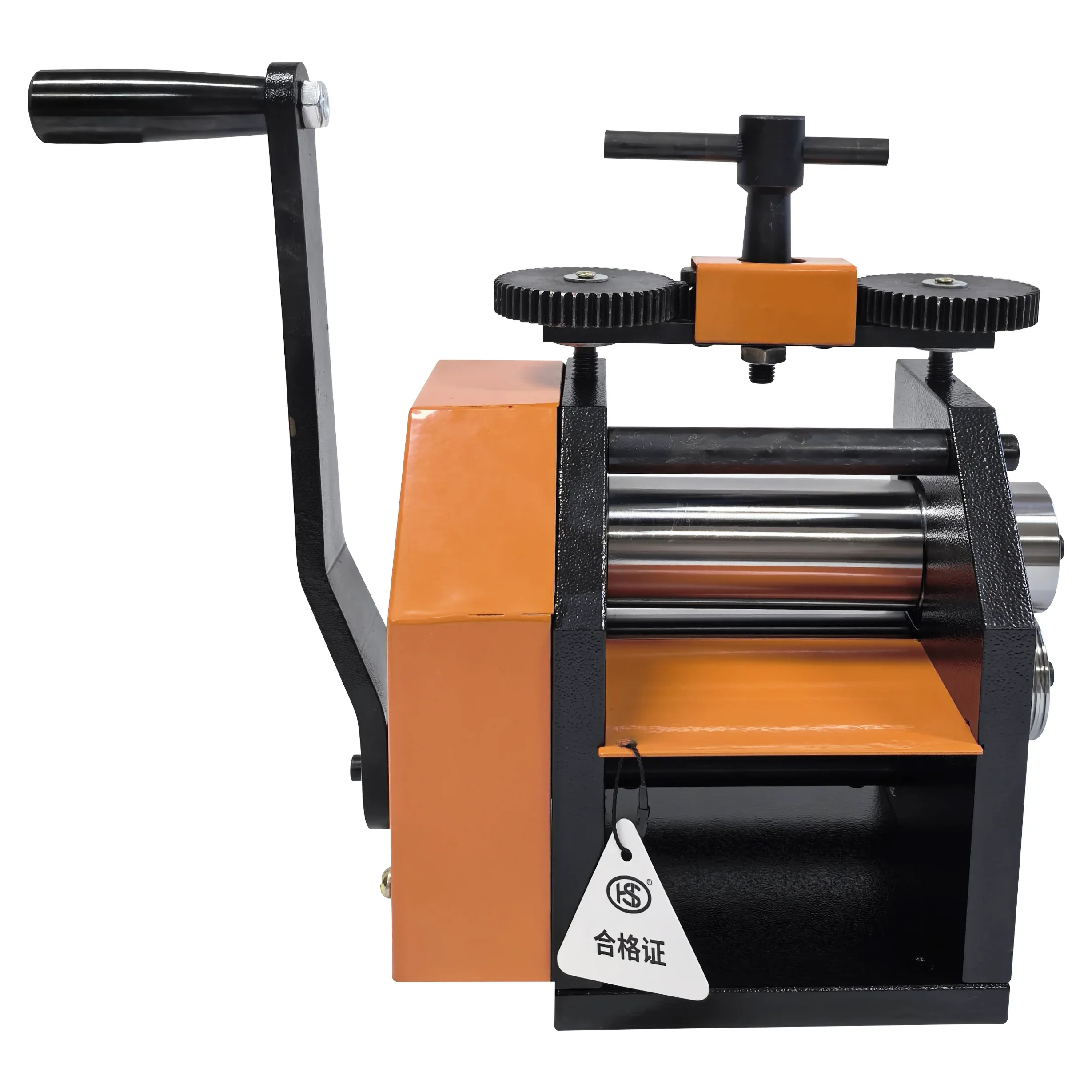 Orange Manual Rolling Mill Machine For Jewelry Making, Sheet Metal Rolling, Circle And Half-Round Wire Drawing