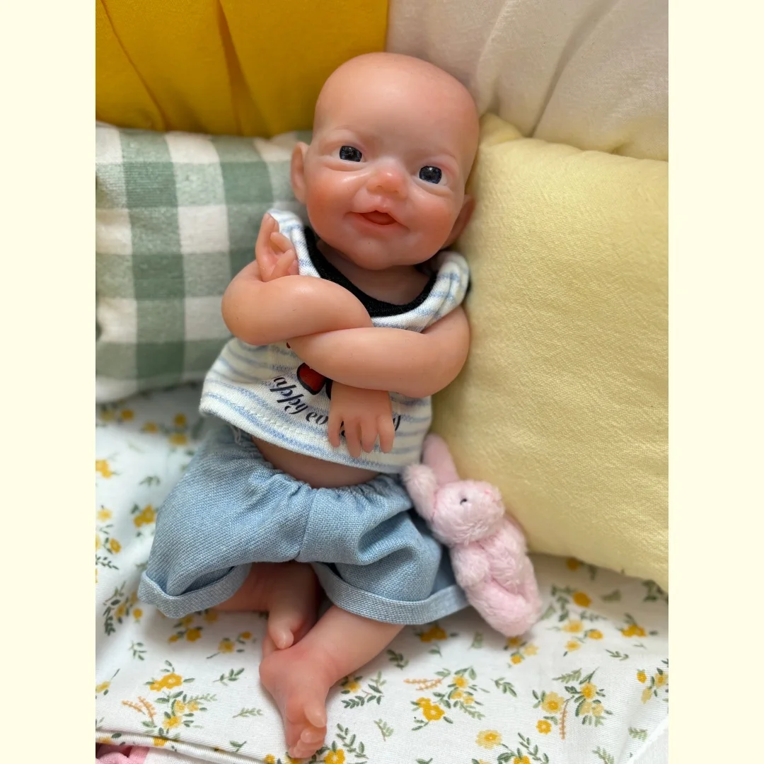 8인치/20CM 전신 실리콘 베베 리본 걸&보이 인형 방수 귀여운 신생아 베베 인형 수제 실물 같은 리본 인형