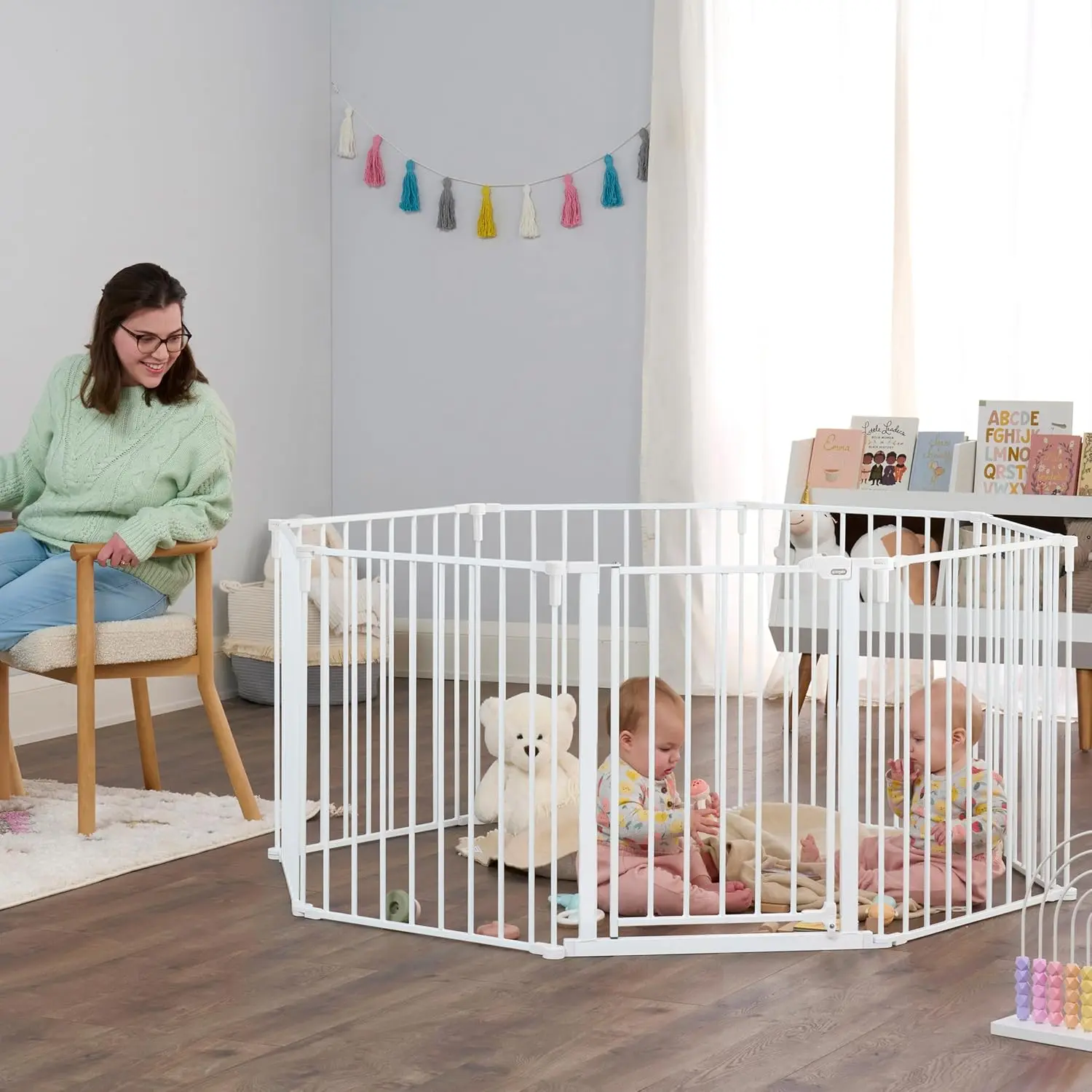 

Суперширокие ворота-ограждение для детей и домашних животных 192 дюйма, 2-в-1, трансформируемый защитный барьер, крепление на стену, для малышей и домашних животных