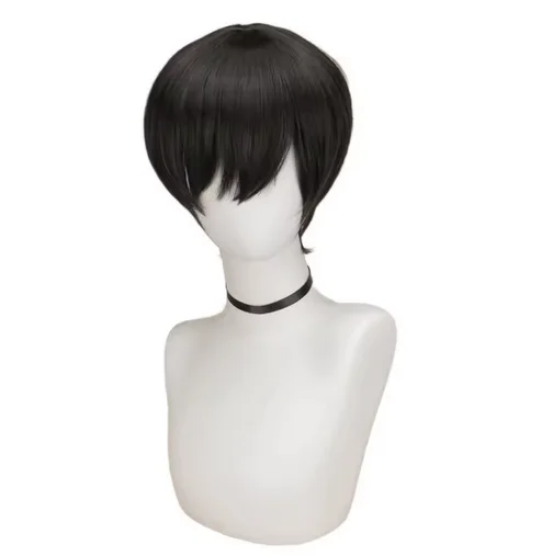 Short Hair Cosplay Wigs Male Women Party Black High Temperature Fiber Synthetic Hair Wigs