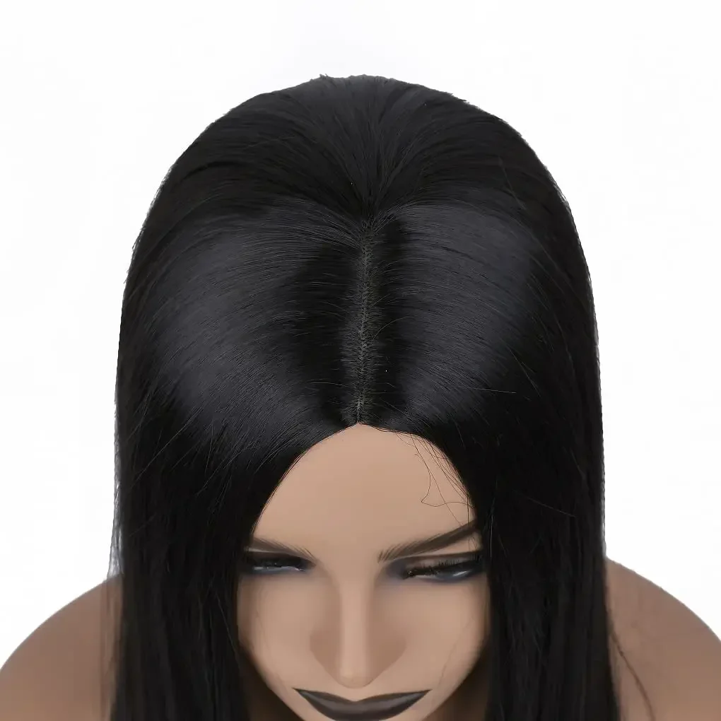 باروكة صناعية سوداء طويلة للنساء، باروكة مستقيمة مقاومة للحرارة، باروكات نسائية للحفلات التنكرية