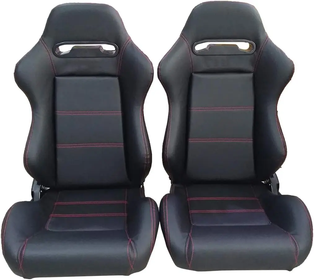 

Tom AutoAdjustable PVC Black Racing Seat with Double Slider for Car Use Sports Seat Modification
