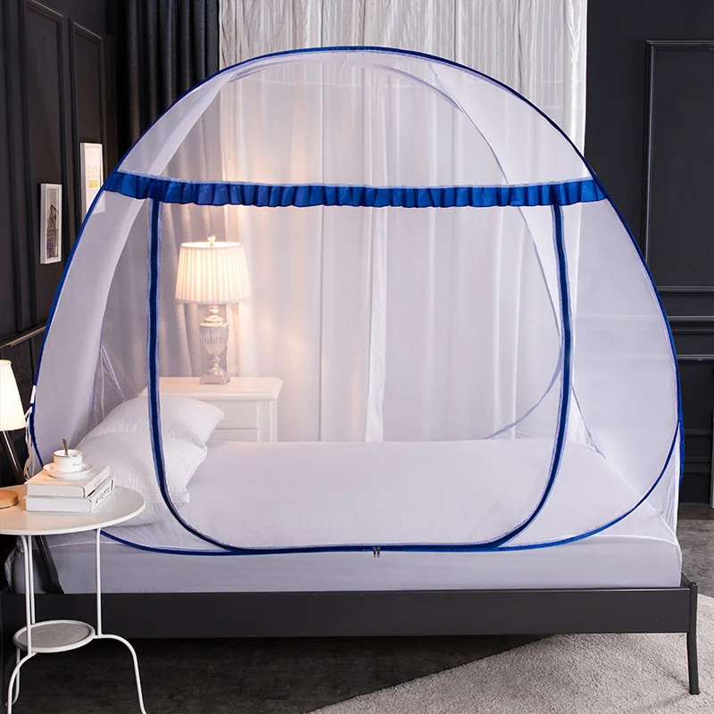 Easy Setup Pop Up Mosquito Net Double Door Dense Weave Anti Tear Bed Canopy for Home