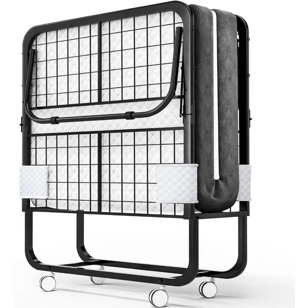 Portable Twin Size Rollaway Bed with 5-Inch Memory Foam Mattress - Space-Saving Folding Design for Easy Storage