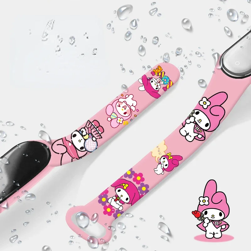 Sanrio My Melody Strap for Xiaomi Mi Band 7 6 5 4 3 Silicone Bracelet Wrist Straps Cartoon Replacement Smartwatch Wristband