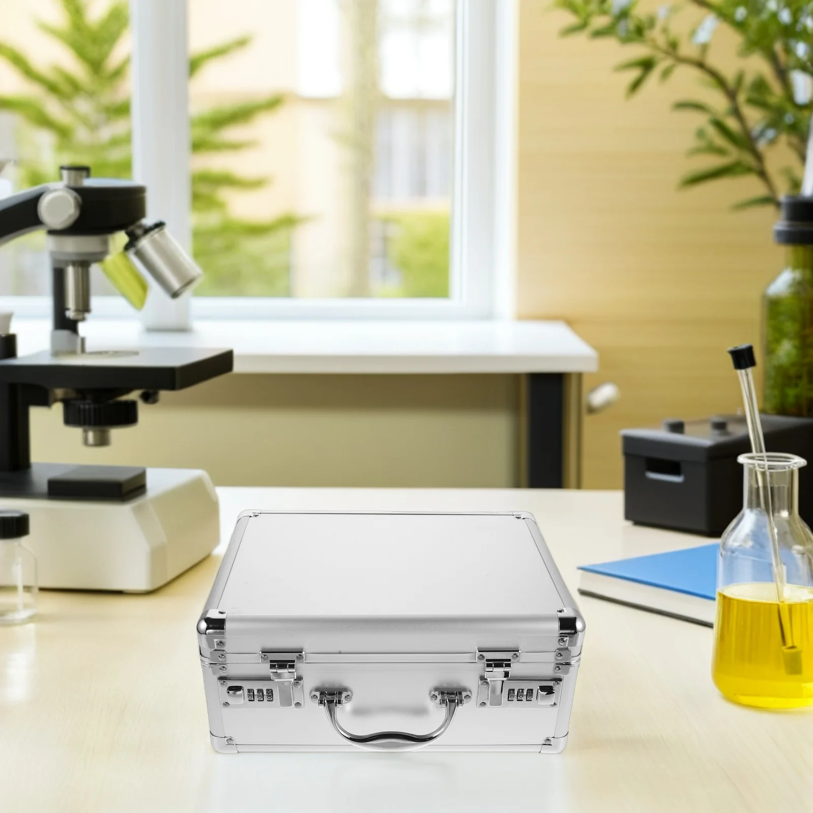 Portable Medicine Box First Aid Kit Locked Container Silver Boxes for Medication