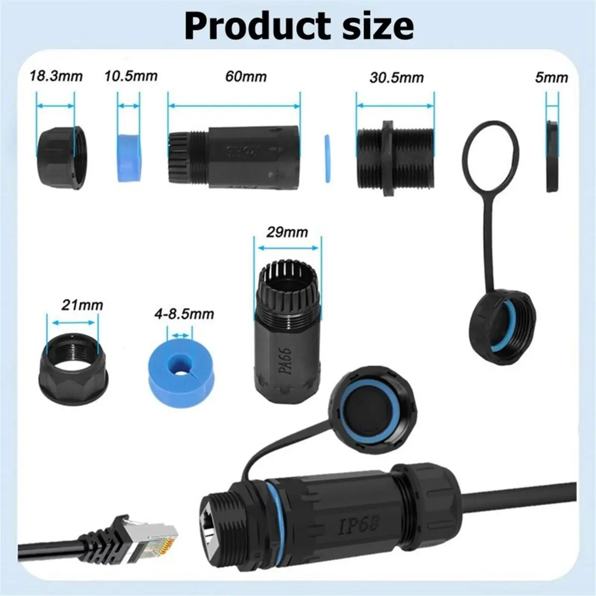M25 RJ45 IP68 Waterproof Panel Mount Connector Female-to-Female 10Gbps Wall Mount Ethernet Coupler for Outdoor Network A