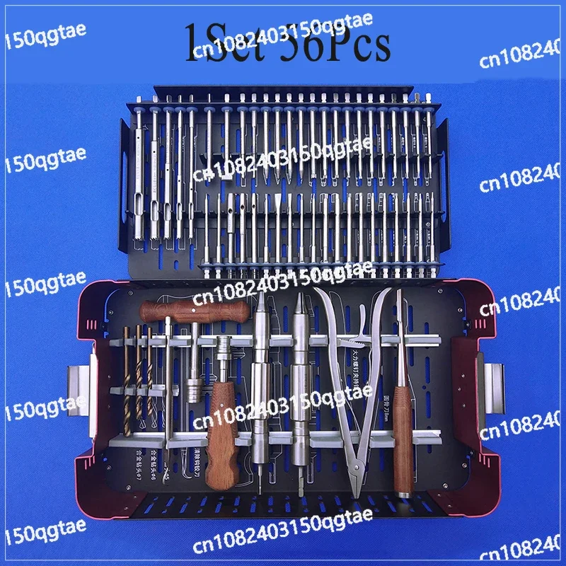 56 in 1 Orthopedic Equipment Fixed Removal Broken Nail Extractor Trephine Plum Screwdriver Kit Stainless Steel Supplies Clinic