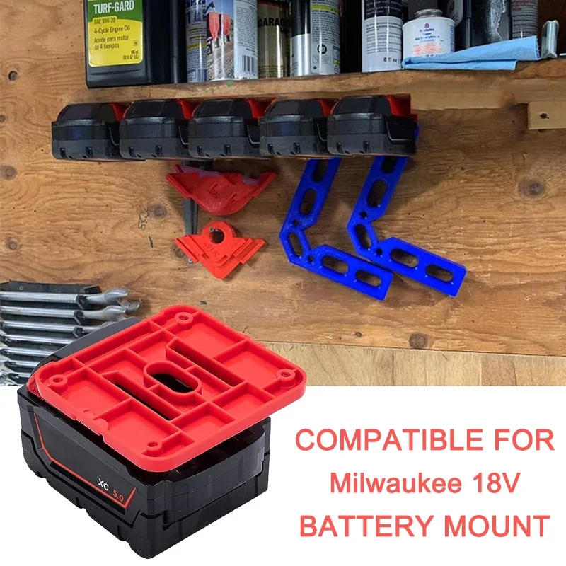 1Pc Battery Holder for Milwaukee 18V Lithium Battery Wall Mount Battery Storage Holder Battery Rack for Work Van Shelf Toolbox