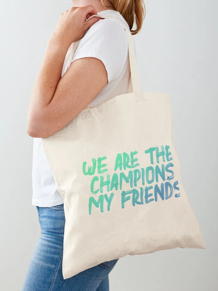 

Queen Lyrics We are the champions my friends Tote Bag bags for women Shopper Candy bags tote bags men