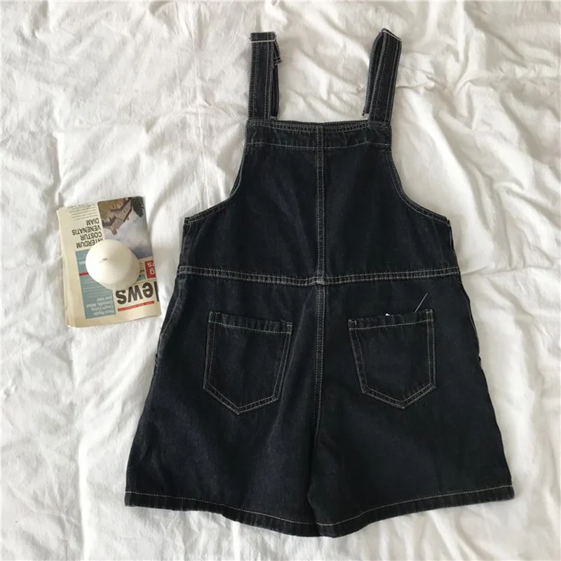 Summer Lady Solid High Waist Denim Overalls Shorts Girls Baggy Streetwear Thin Jeans Women Fashion Leisure Short Pants view 6