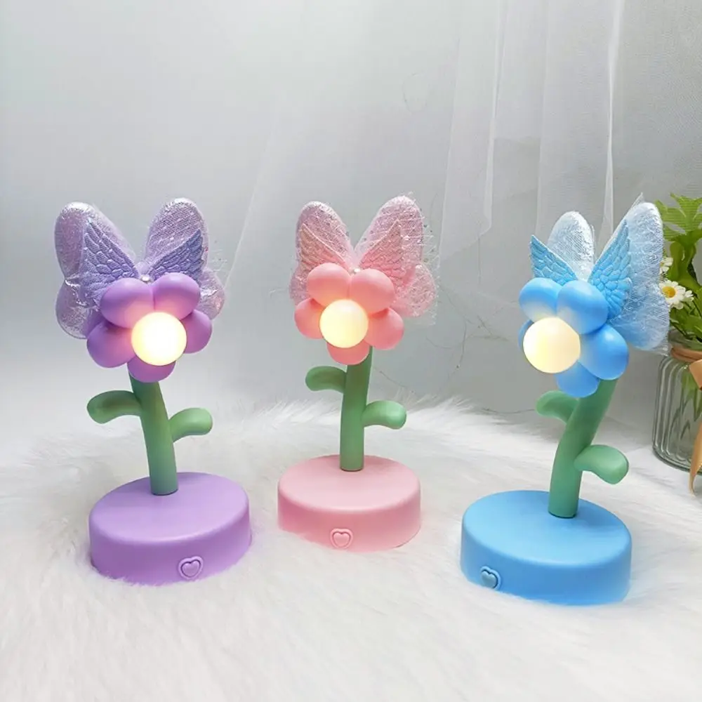 Desktop Ornament Mini LED Flower Night Lamp Lovely Cute Table Lamp Creative Cartoon Bedside Light Tabletop