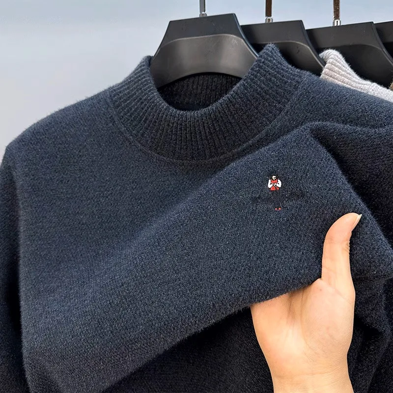 Maglione lavorato a maglia girocollo da uomo di alta qualità autunno inverno alla moda cartone animato squisito ricamo design top pullover caldo