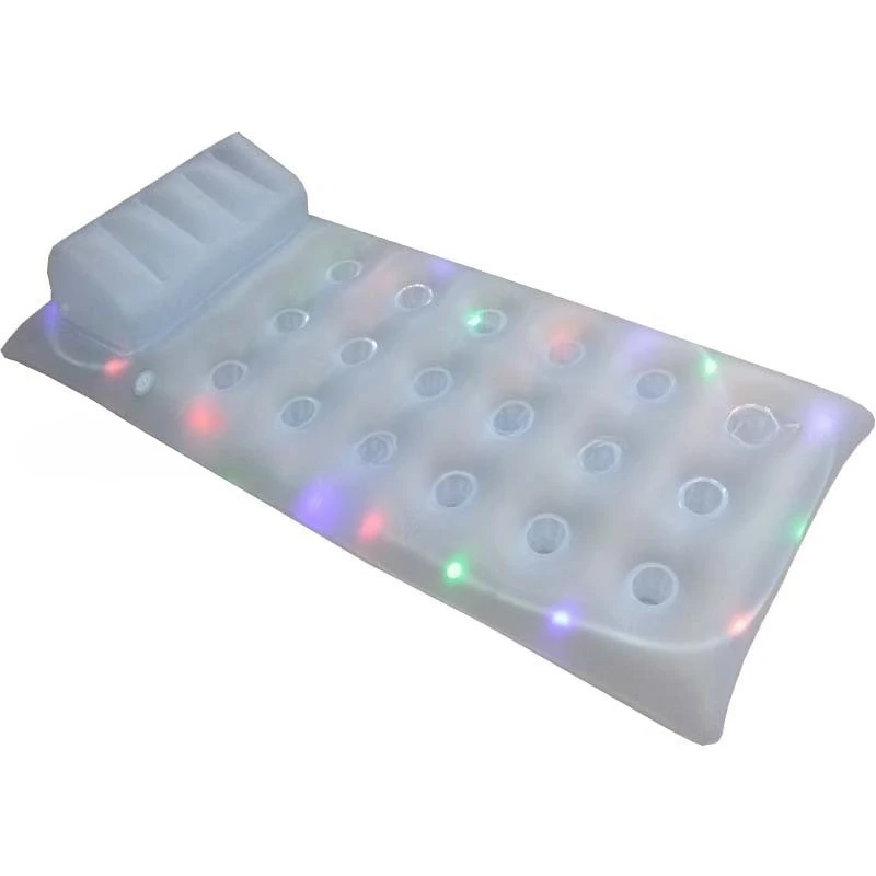 LED Inflatable Solar Light Floating Pool Audio Lounger, Lantern Inflatable Beach Floating Bed