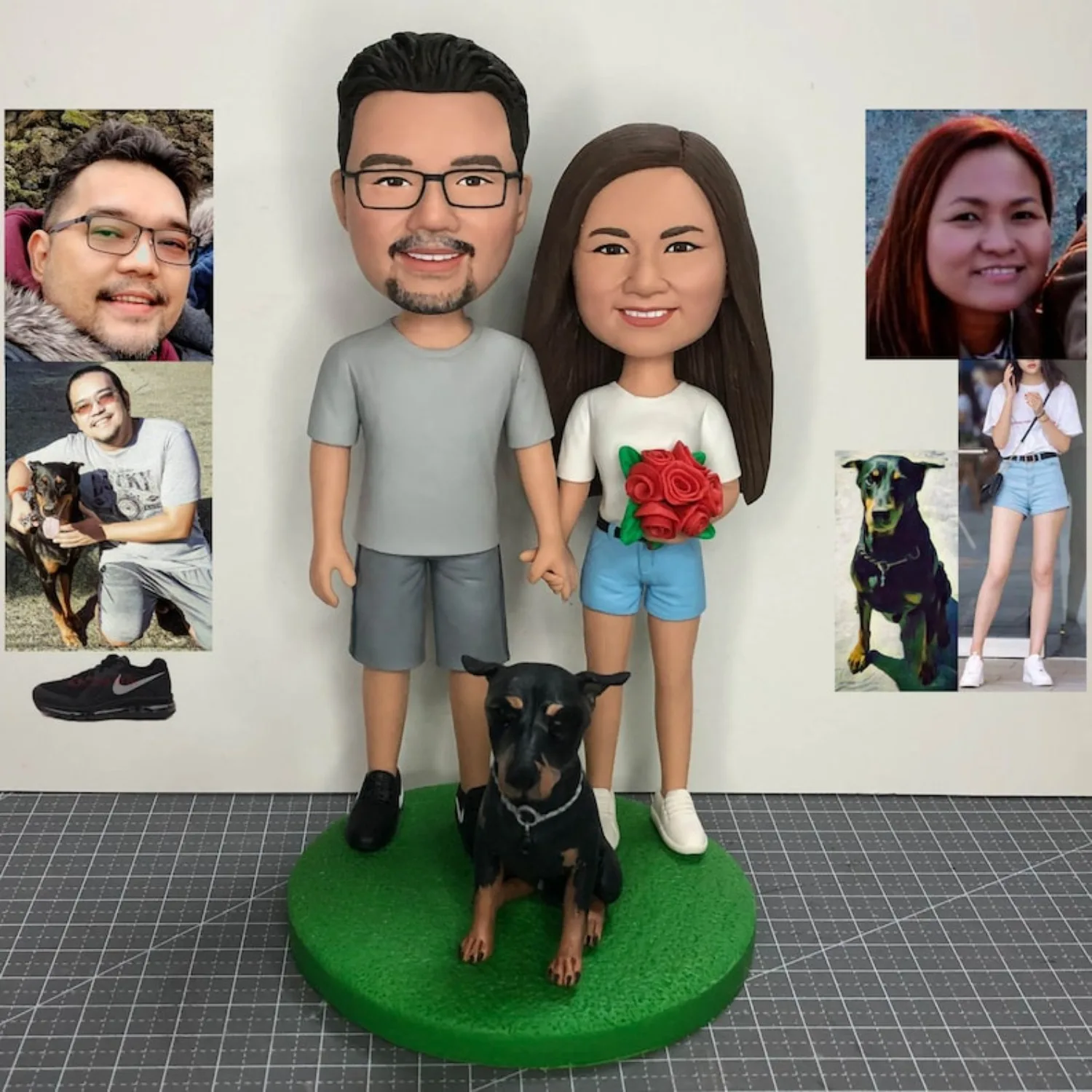 

Custom Wedding Cake Topper Personalized Wedding Bobblehead Anniversary Couple Figurine Handmade Full Body Clay Figure Gift Art