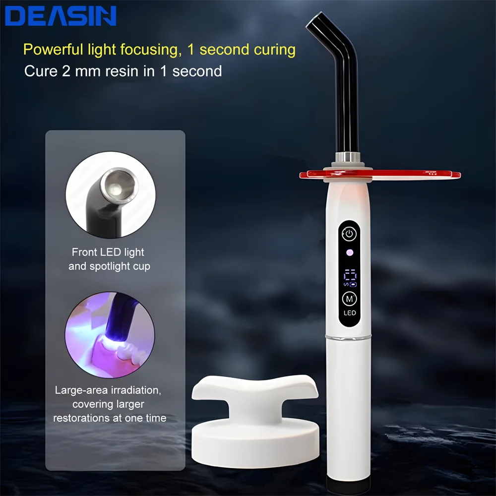 Dental Wireless Photopolymerizer Resin Curing Lamp Light Curable Oral Hygiene Cordless Device Digital Display DEASIN