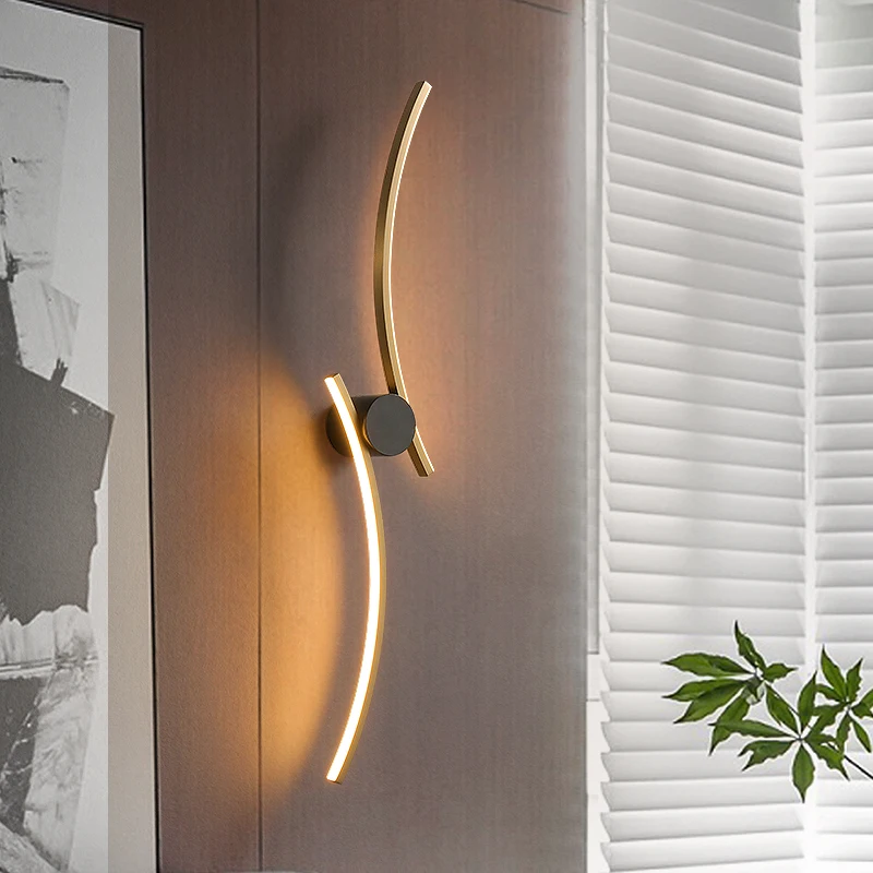 Post-Modern Cobre LED Wall Sconce, Lâmpada de Luxo Minimalista, Alta Qualidade, Lâmpada para Quarto, Foyer, Estudo, Banheiro, Sofá Fundo Decoração